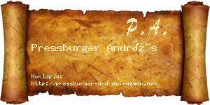 Pressburger András névjegykártya